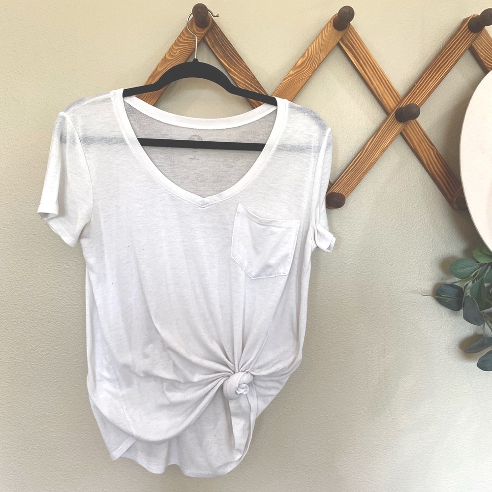 Pocketed Plain White T-Shirt